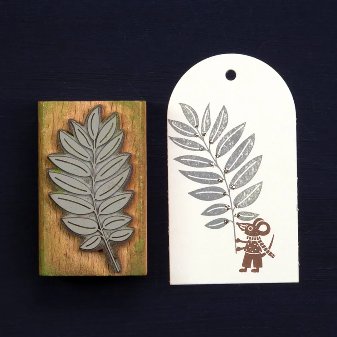 Perlenfischer Eschenblatt XL Stempel 52x26 mm Holz