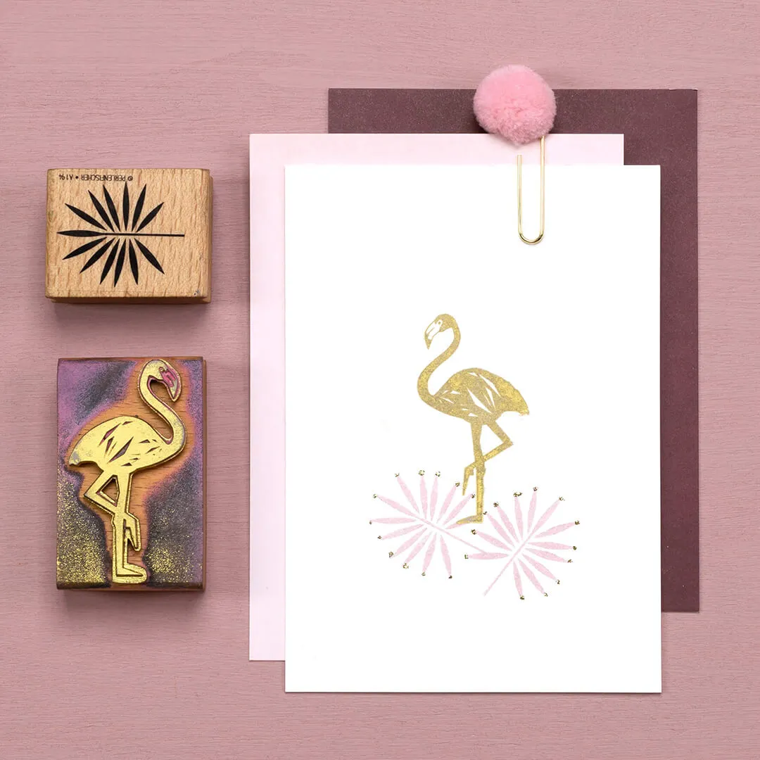 Perlenfischer Flamingo Stempel 59 x 31 mm Holz