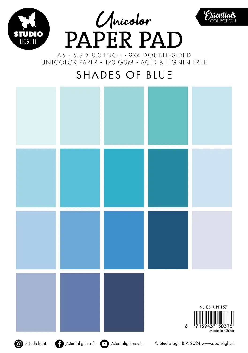 StudioLight Essentials Paper Pad Papierblock Shades of blue 36 Blatt