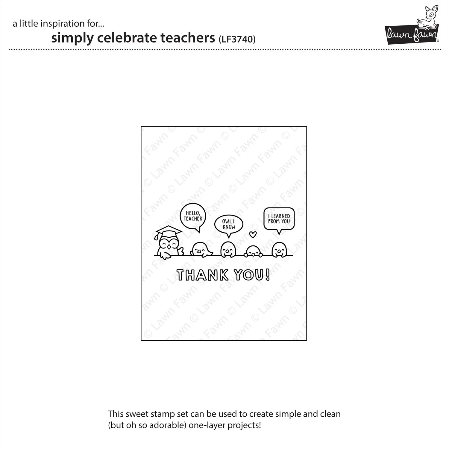 Lawn Fawn Simply Celebrate Teachers Clear Stamps Eulen