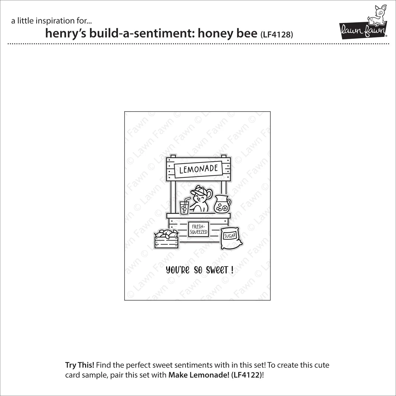 Lawn Fawn Henry's Build-A-Sentiment Honey Bee Stempelset