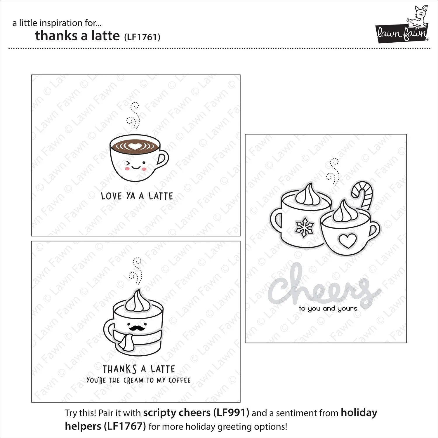 Lawn Fawn Thanks a Latte Stempelset Kaffee LF1761