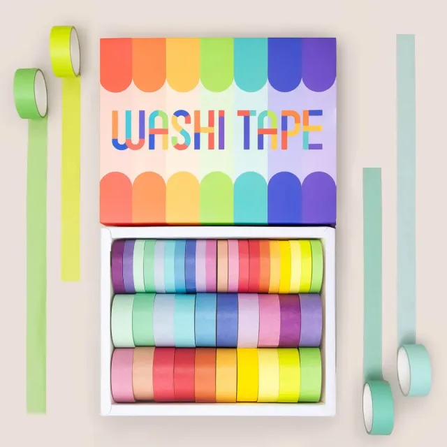 Ieebee Rainbow Washi Tape Set 40 Rollen Uni 15mm 7,5mm