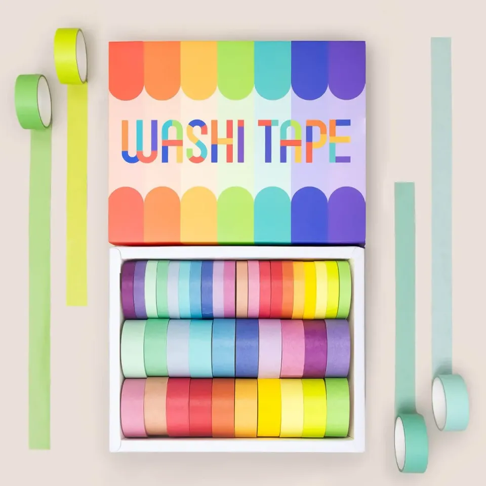 Ieebee Rainbow Washi Tape Set 40 Rollen Uni 15mm 7,5mm