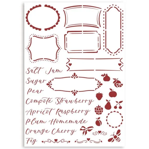 Stamperia Casa Granada Labels Schablone A4 21x29,7