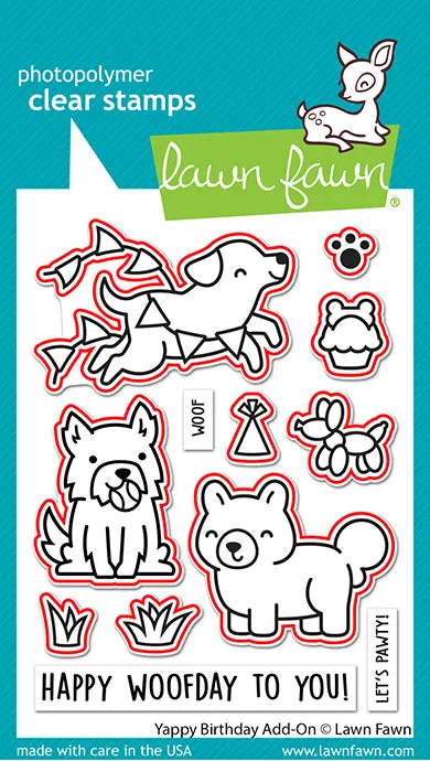 Lawn Fawn Yappy Birthday Add-On Stanzen Hunde
