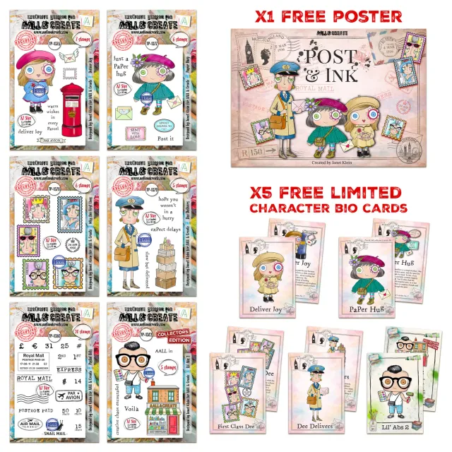 AALL and Create Janet Klein Post & Ink Stempelset 6er Bundle Figuren