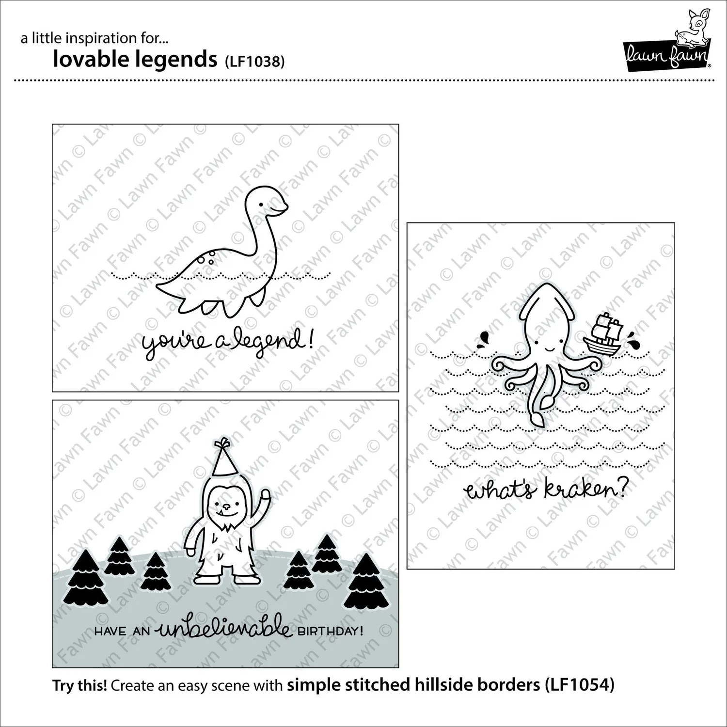 Lawn Fawn Lovable Legends LF1038 Stempelset Monster