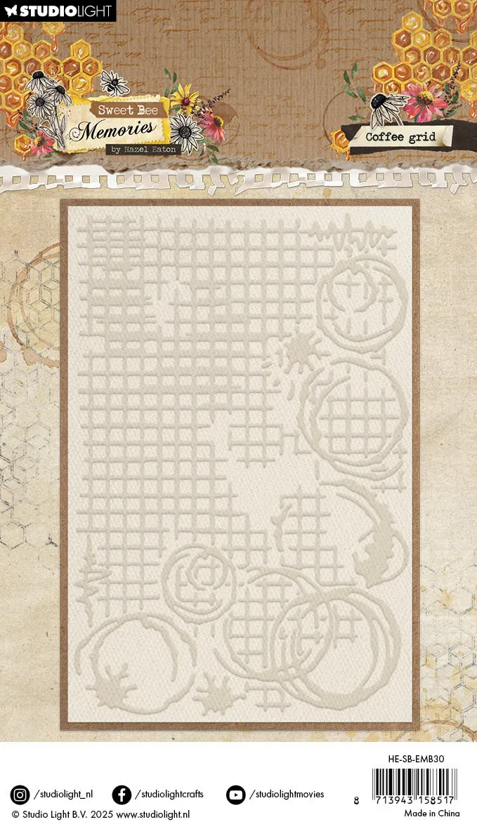 Hazel Eaton Sweet Bee Memories Prägefolder Coffee grid A6