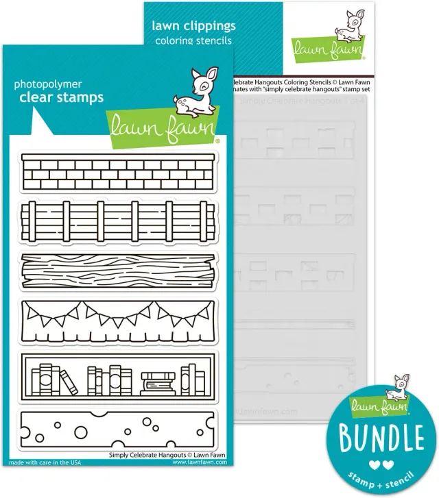 Lawn Fawn Simply Celebrate Hangouts Stempel Schablonen Set