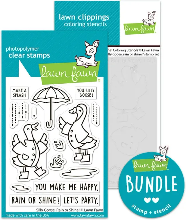 Lawn Fawn Silly Goose Rain or Shine Stempel Stencil Bundle