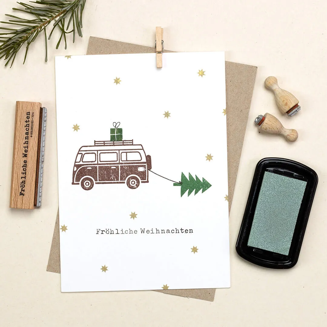 Perlenfischer Fröhliche Weihnachten klassisch Stempel 60 mm