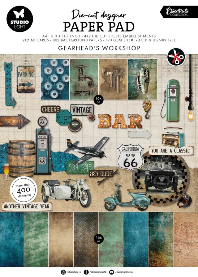 StudioLight Essentials Gearhead Workshop Die-Cut Block 28 Blatt