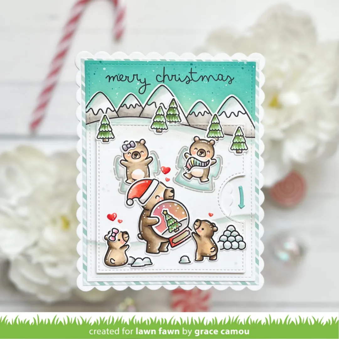 Lawn Fawn Reveal Wheel Snow Globe Bear Add-On Stanzen