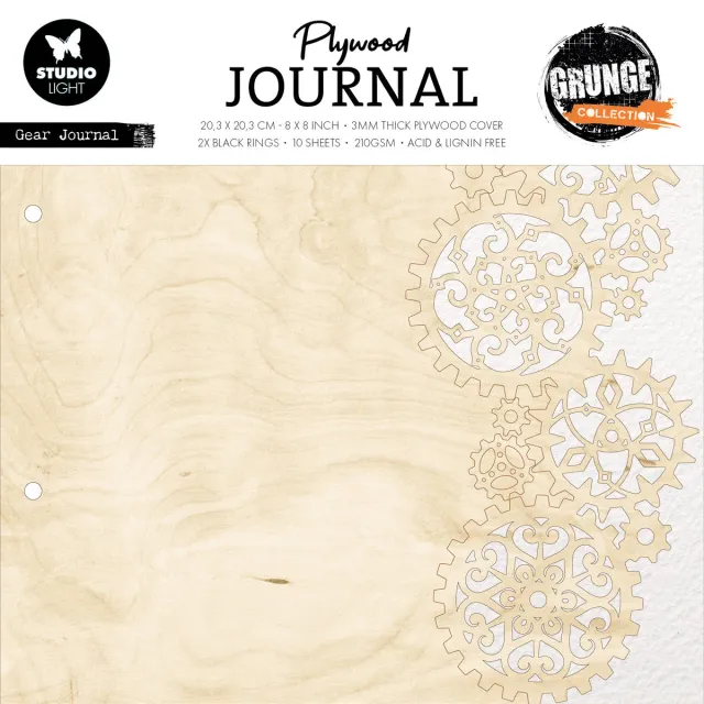 Studio Light Grunge Gear Journal Plywood Journal Holzcover