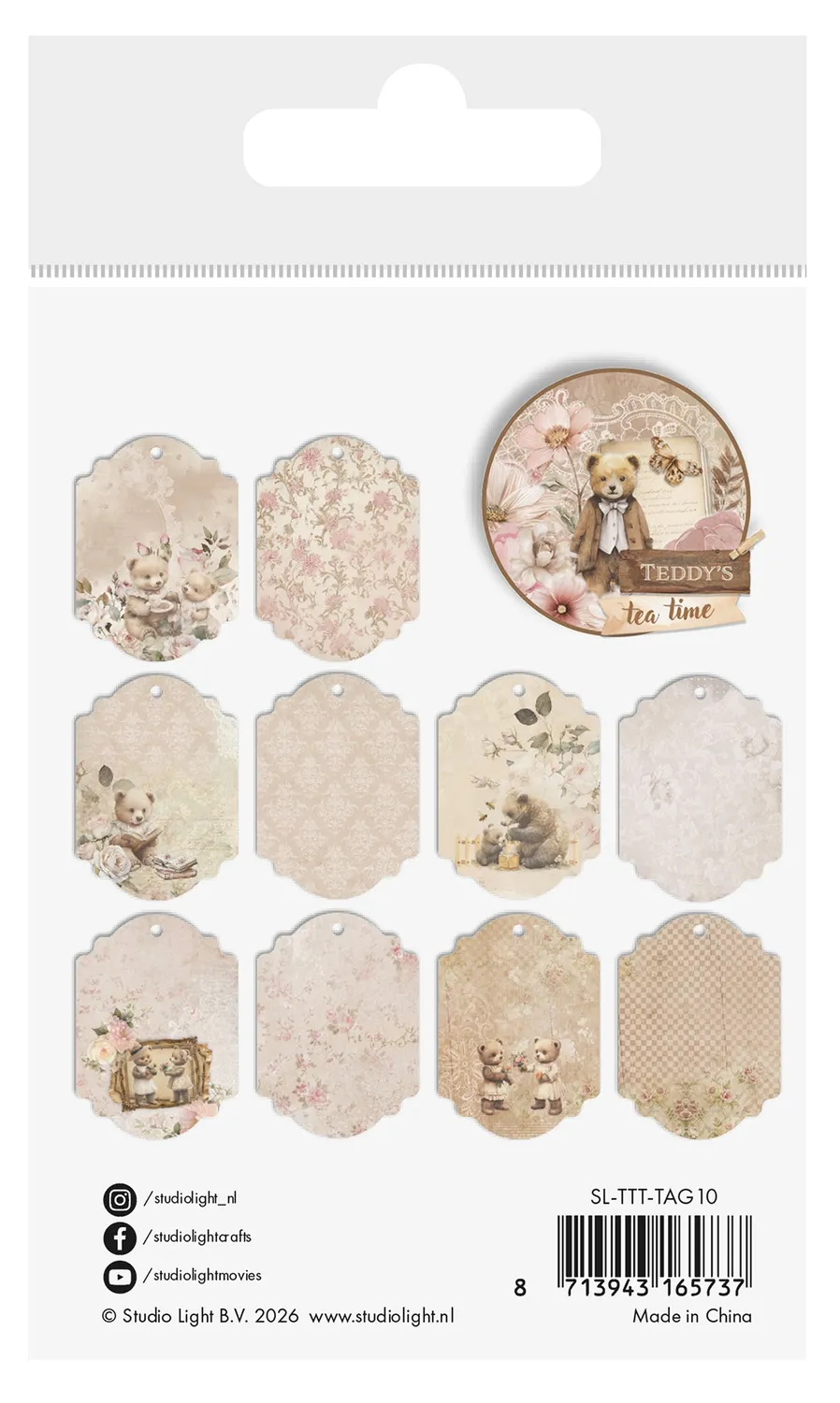 Studio Light Teddys Tea Time Tags ATC Tags 20 Stück bedruckt