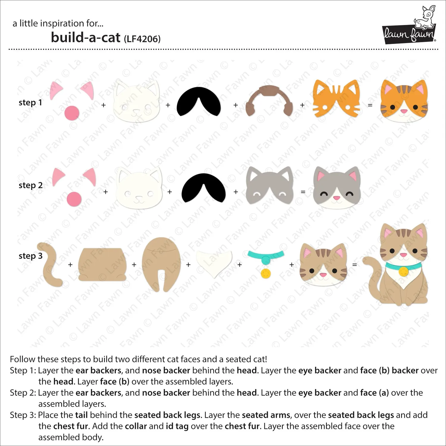 Lawn Fawn Build-A-Cat Lawn Cuts Stanzschablonen Katze 18-teilig