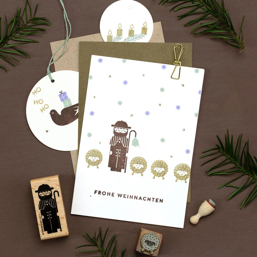Perlenfischer Ho Holzstempel Weihnachten 4x8 mm