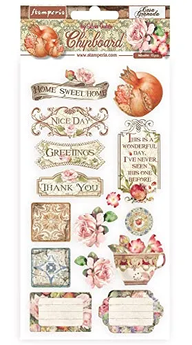 Stamperia Casa Granada Chipboard 15x30 Graupappe gestanzt