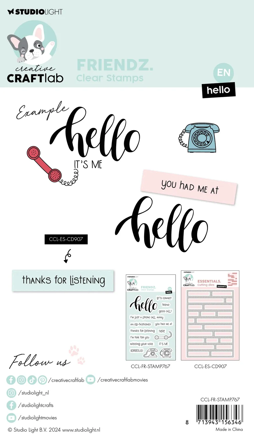StudioLight Creative Craftlab Friendz Hello Clear Stamp