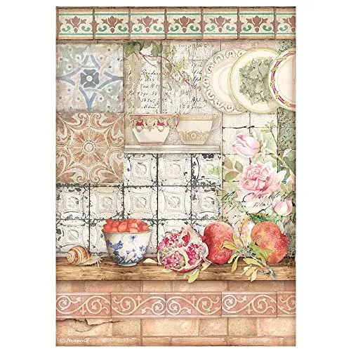Stamperia Casa Granada Reispapier A4 Kacheln Tiles