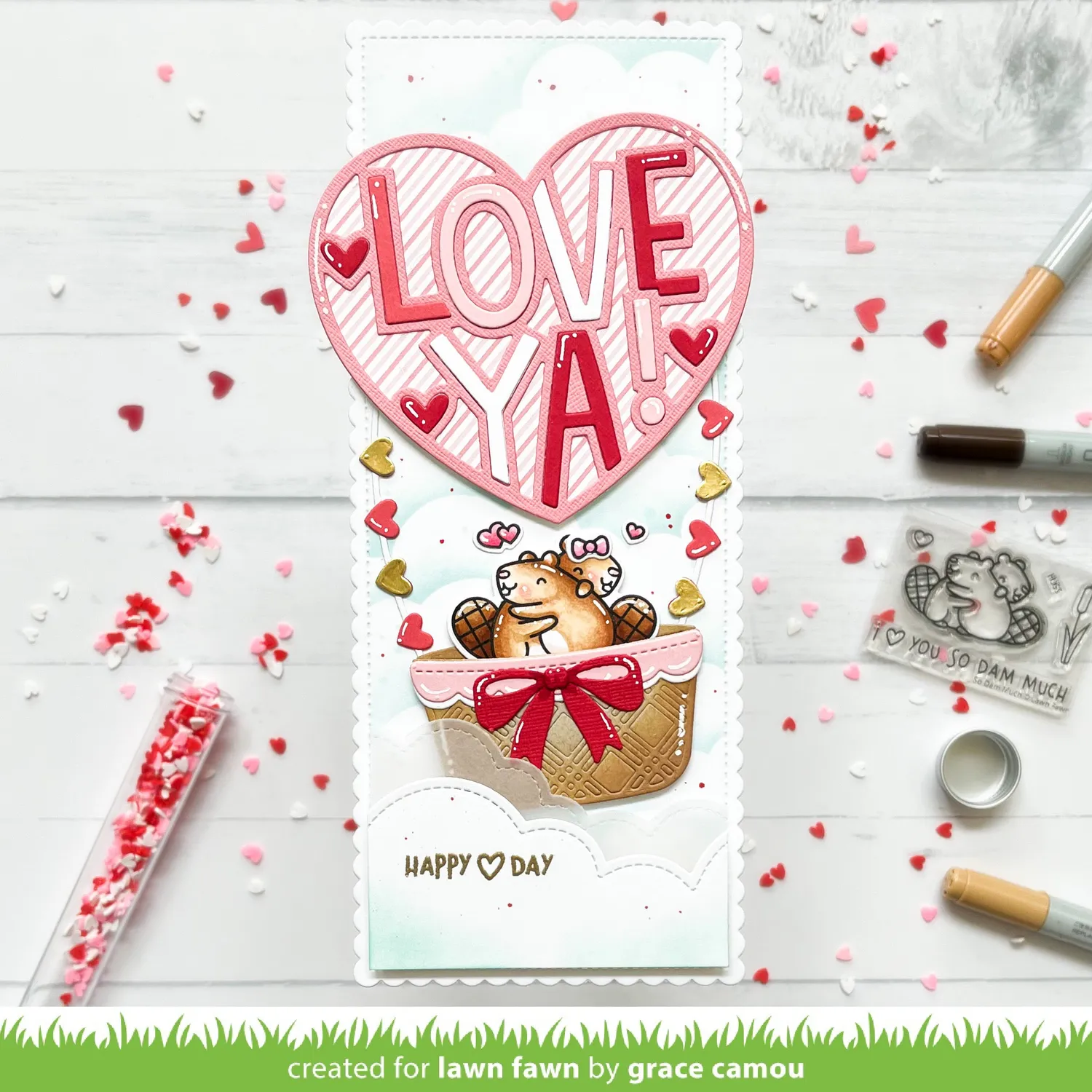 Lawn Fawn Giant Outlined Love Ya Stanzschablone Herz