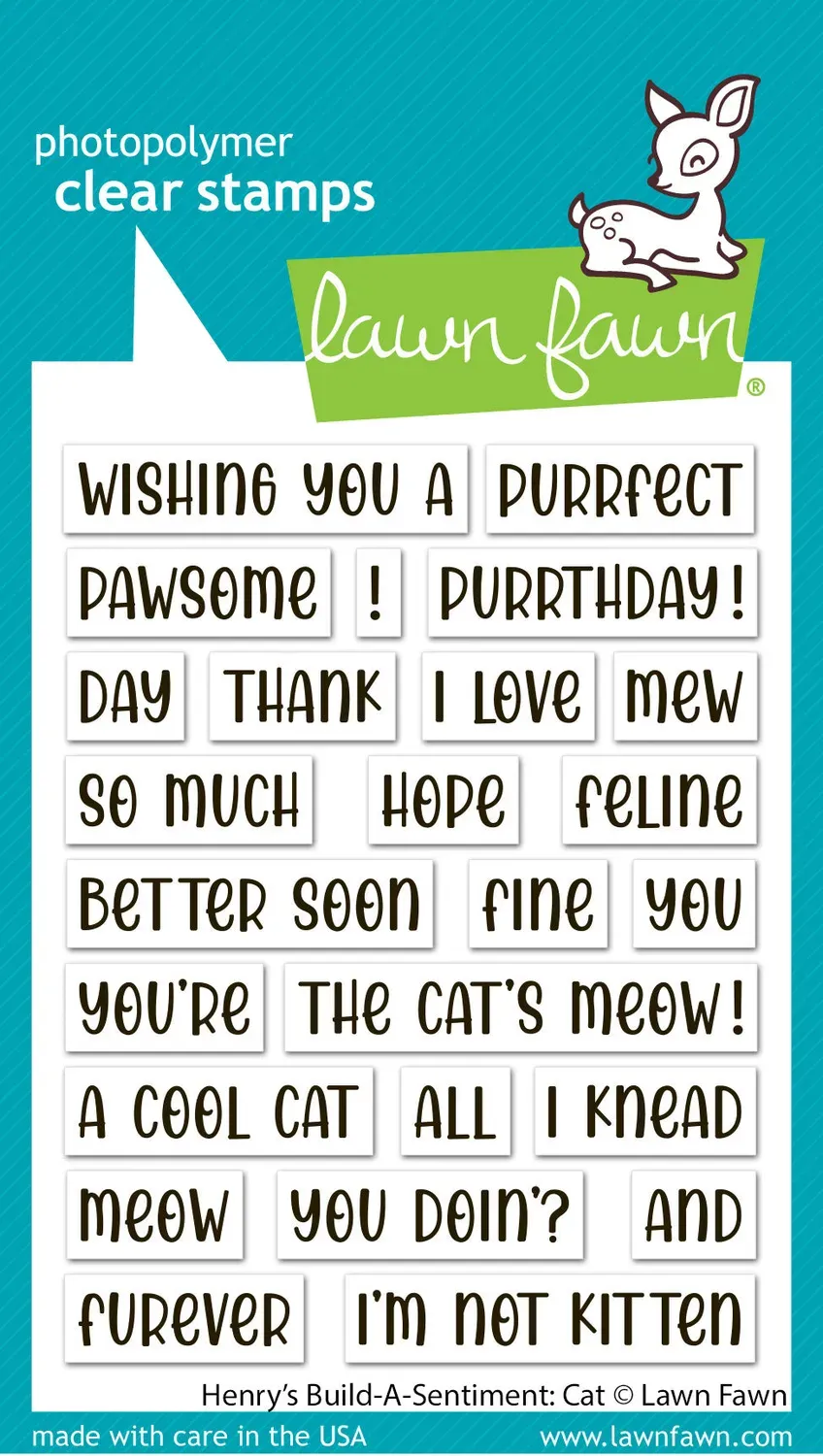 Lawn Fawn Henry's Build-a-Sentiment Cat LF4203 Stempelset