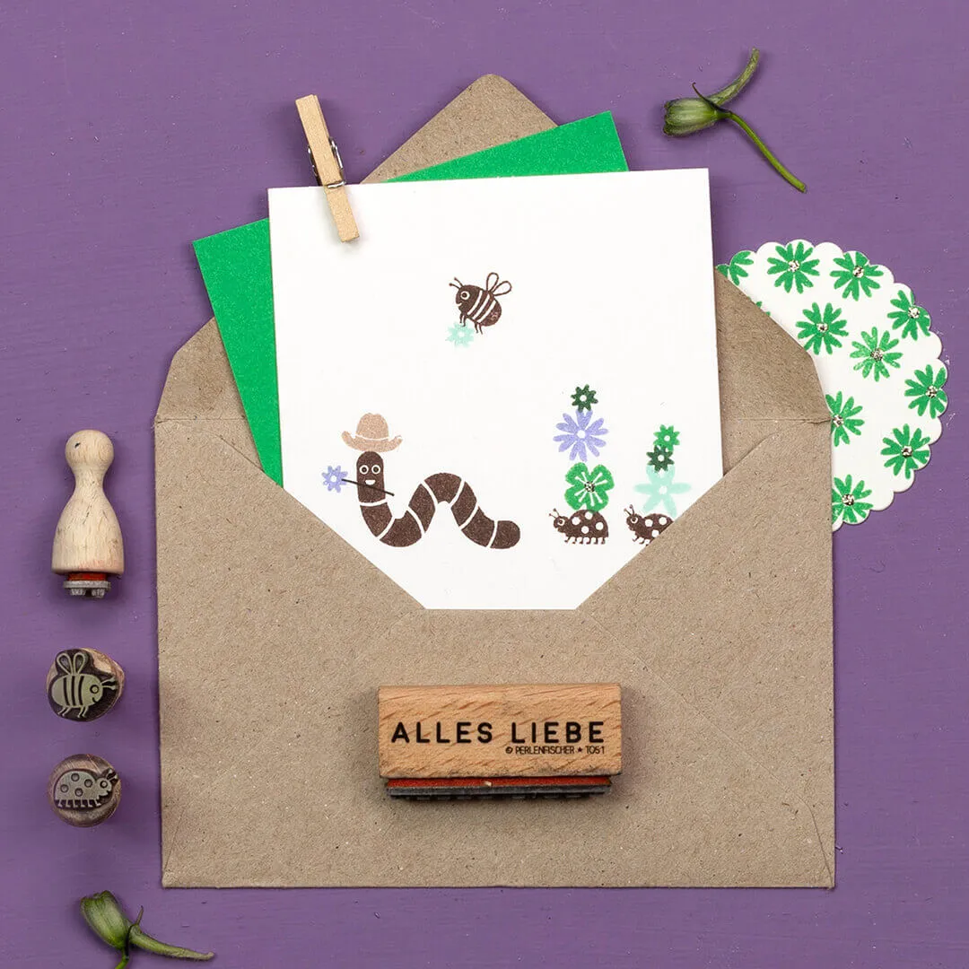 Perlenfischer Herzblume Ministempel 9x9 mm Kegelstempel