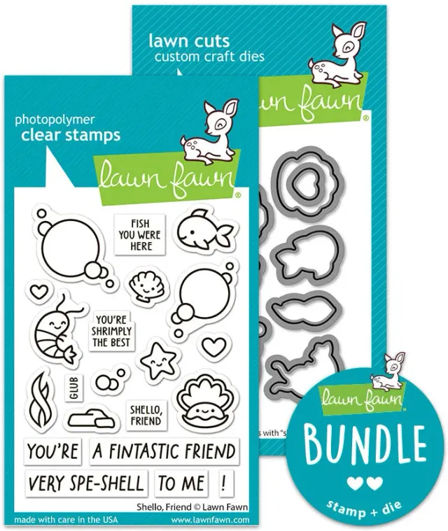 Lawn Fawn Shello Friend Bundle Stempel + Stanzen Meer
