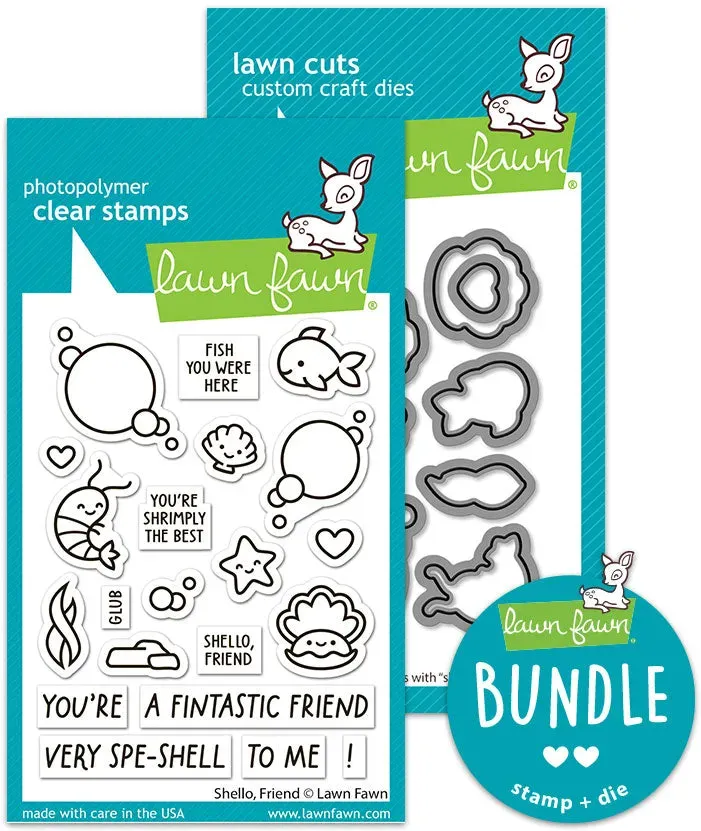 Lawn Fawn Shello Friend Bundle Stempel + Stanzen Meer