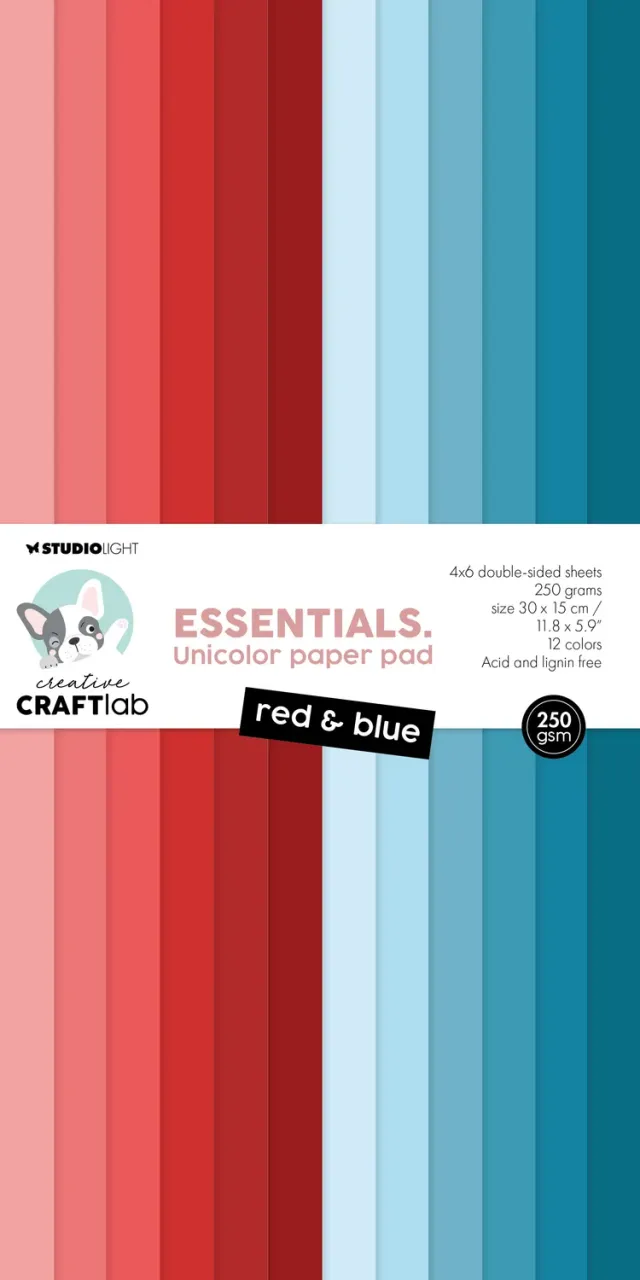 Creative Craftlab Essentials Unicolor Paper Pad Rot & Blau