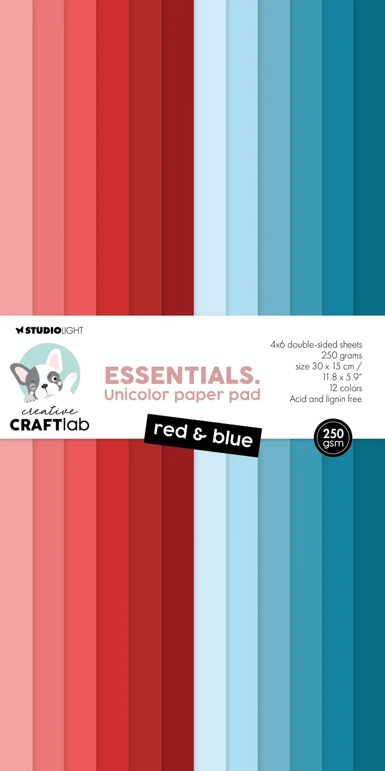 Creative Craftlab Essentials Unicolor Paper Pad Rot & Blau