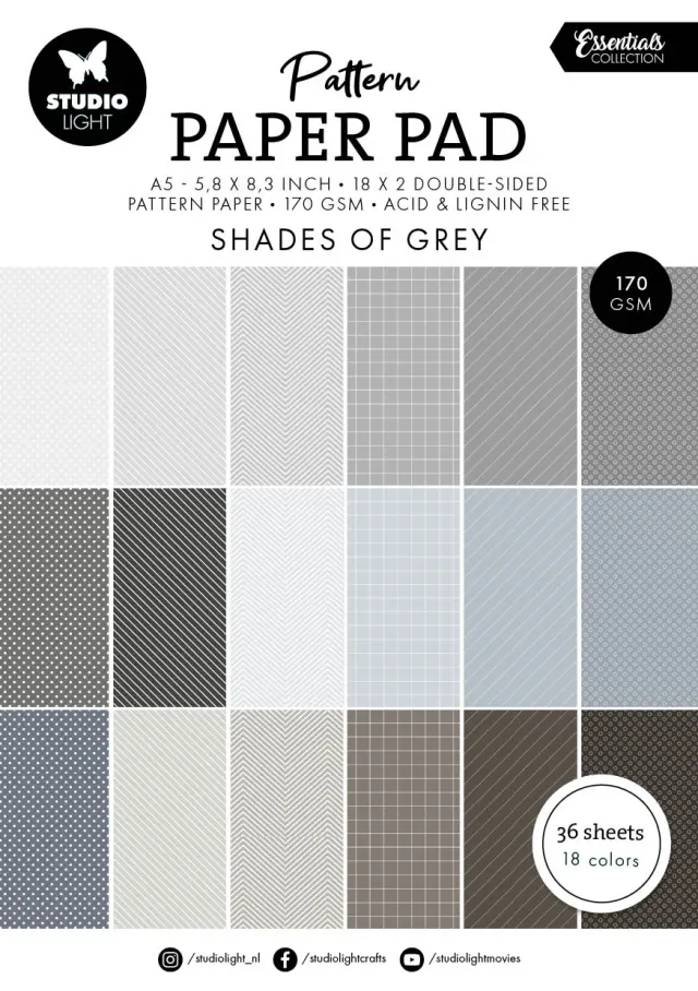 Studio Light Essentials Shades of Grey Designpapier A5 36Bl