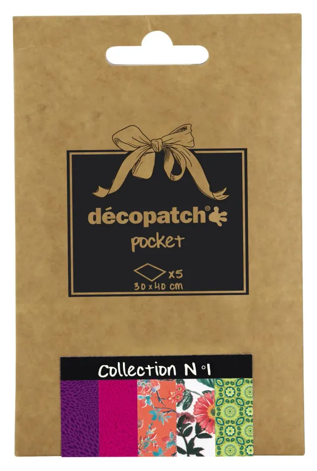 décopatch Décopocket DP001O Bastelpapier 5 Bogen sortiert