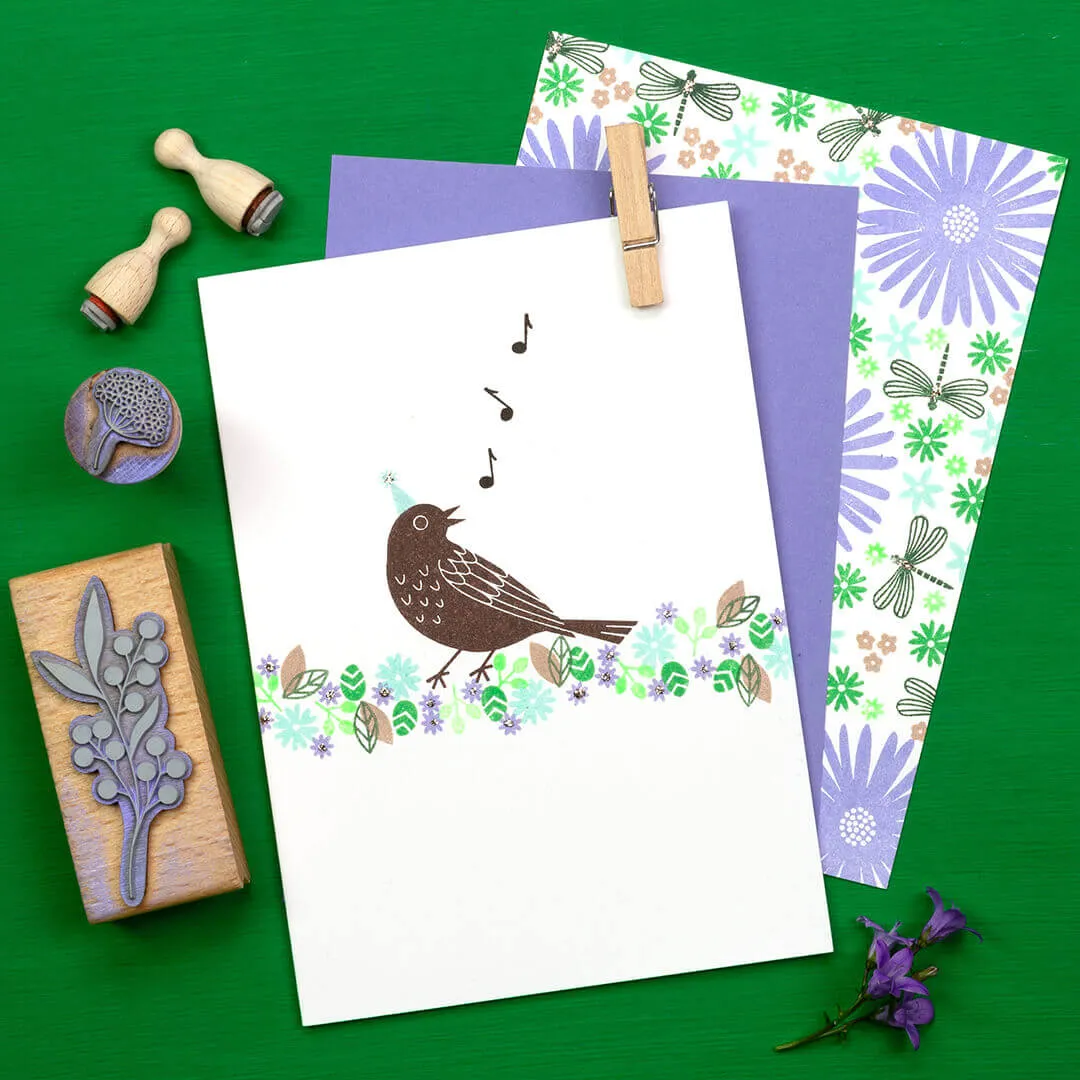 Perlenfischer Blackbird Stempel Amsel 45x37 mm