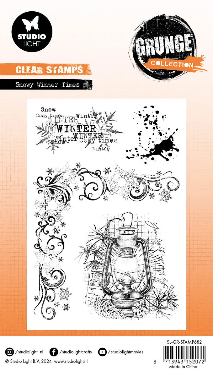 StudioLight Grunge Snowy Winter Times Clear Stamp 93x136mm