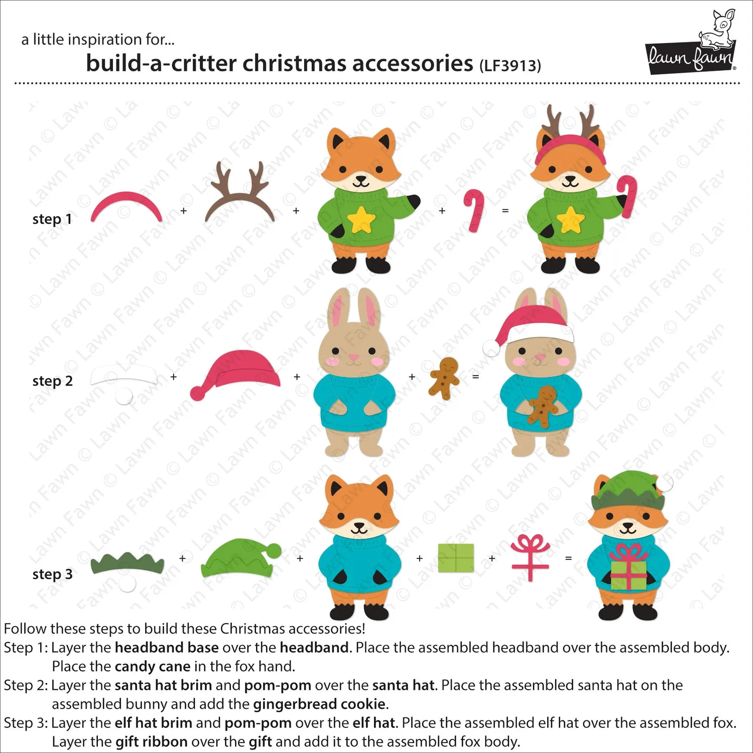 Lawn Fawn Build-A-Critter Christmas Stanzen 14-teilig
