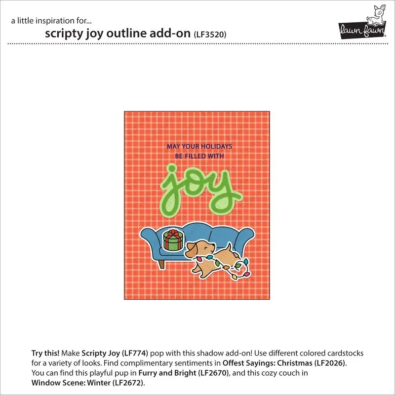 Lawn Fawn Scripty Joy Outline Add-On Stanze Schriftzug