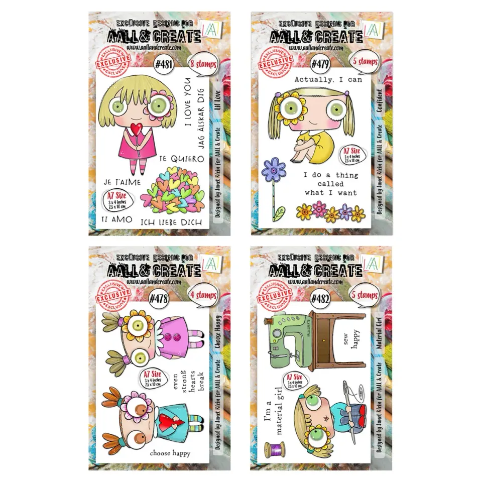 AALL and Create Happy Girls Stempelset A7 4er-Set Figuren