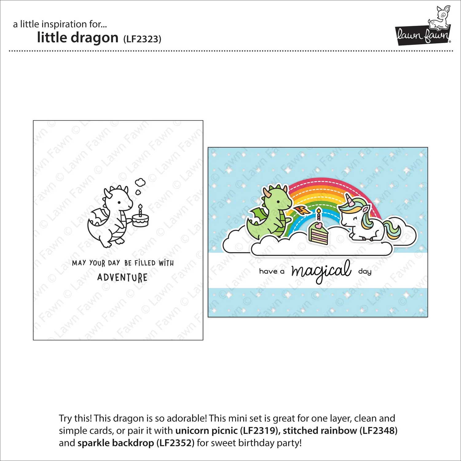 Lawn Fawn Little Dragon Clear Stamps Stempelset Drache