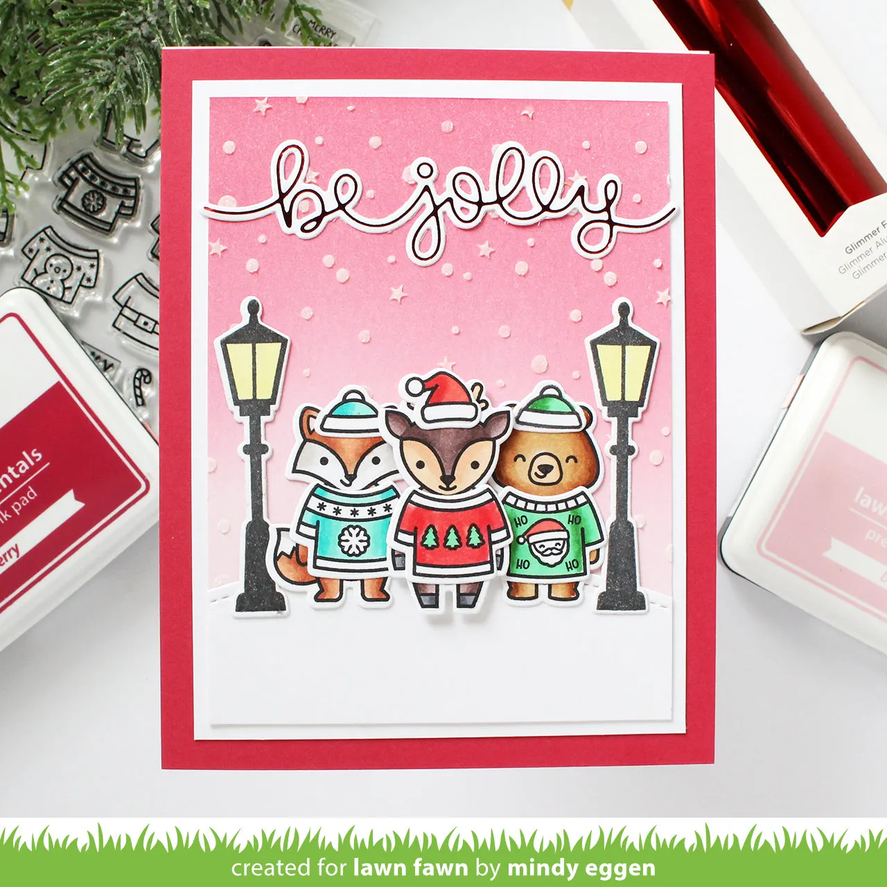 Lawn Fawn Snow Flurries Hintergrund-Schablone 6x6