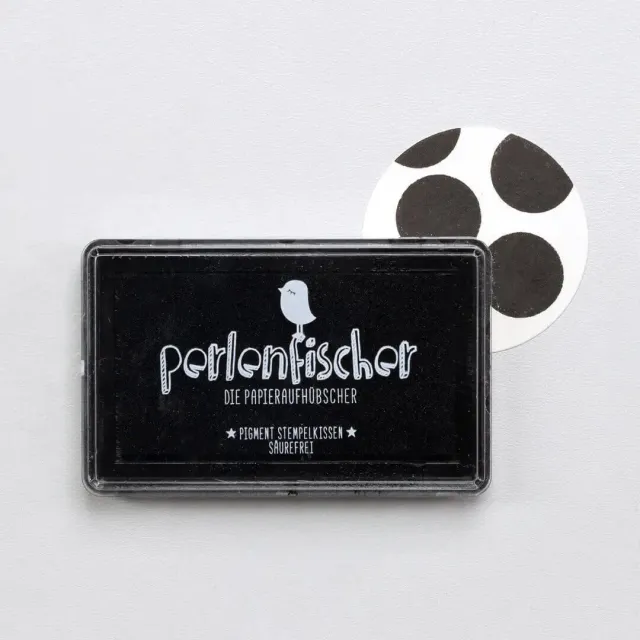 Perlenfischer Schwarz Groß Stempelkissen 7,3x4 cm Pigment
