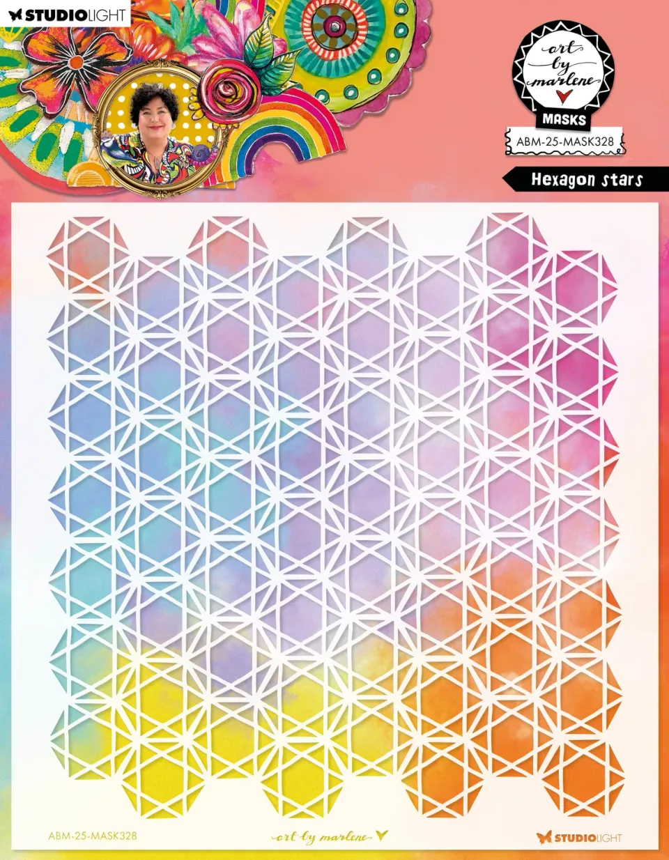 Art by Marlene 2025 Hexagon Stars Mask Schablone