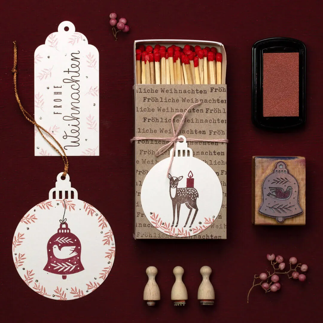 Perlenfischer Frohe Weihnachten 2 Stempel 18x72 mm