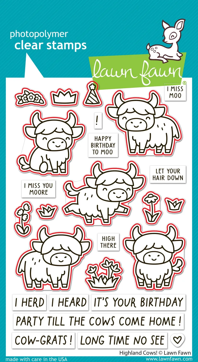 Lawn Fawn Highland Cows! Stanzschablonen 13-teilig passend Stempel
