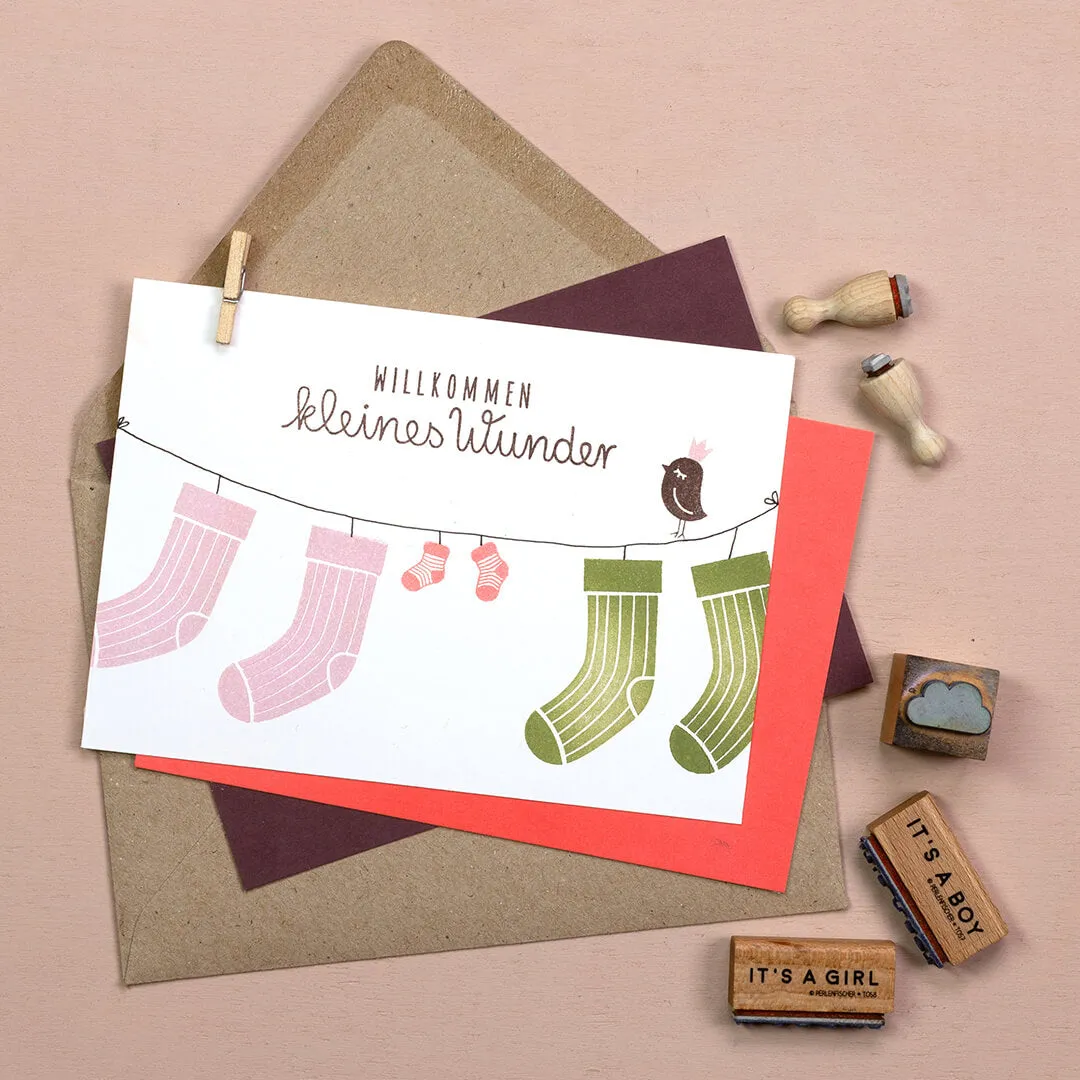 Perlenfischer Sock Stripes Holzstempel Socke 46x30 mm