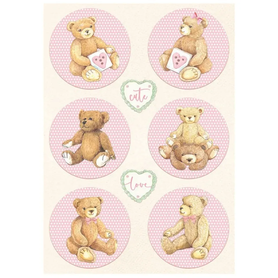 Stamperia DayDream Rounds Bear Reispapier A4 DFSA4678