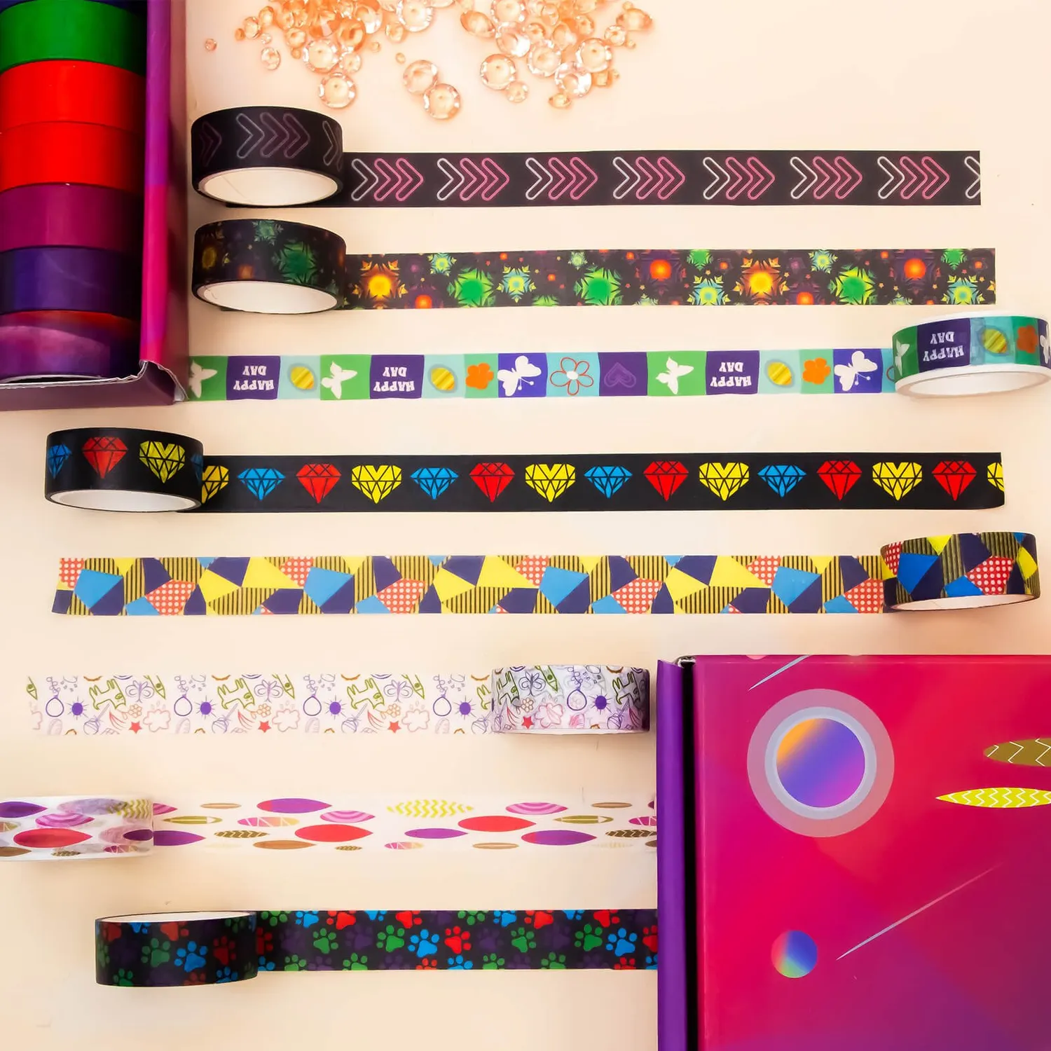 Ieebee Neon Washi Tape Set 40 Rollen Deko-Klebeband