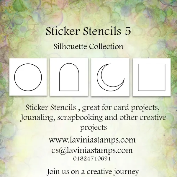 Lavinia-Stamps Sticker Stencils 5 Schablonen 9 cm selbstklebend
