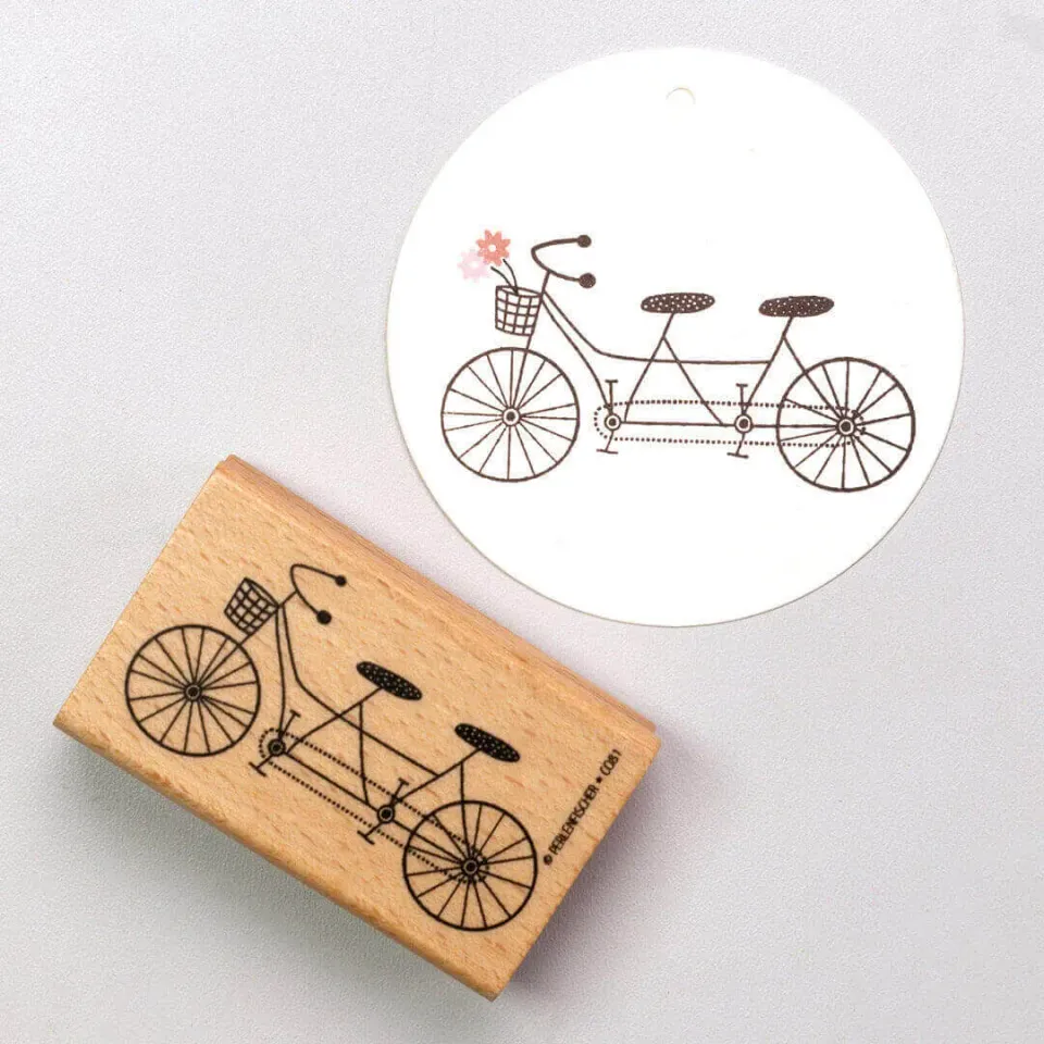 Perlenfischer Tandem Stempel Fahrrad 32x61 mm Hochzeit